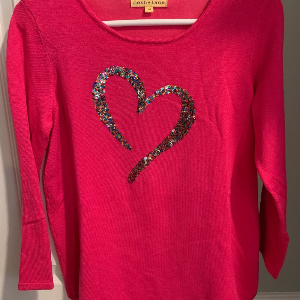 Hot Pink Valentines Sweater!!  Size M. Great Condition maybe worn once.